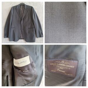 SUITSUPPLY Blazer Sz 48 Peak Gray Plaid Spalla Vitale Barberis Canonico Wool